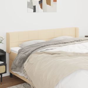 Cabeceira de cama c/ abas tecido 183x16x78/88 cm creme