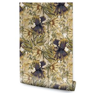 Papel de parede flores folhas plantas vintage decoração para a sala estar