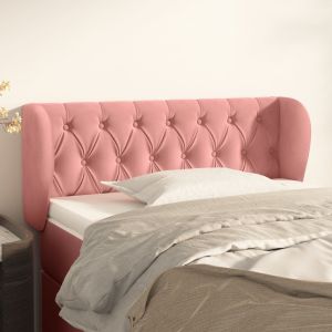 Cabeceira de cama c/ abas veludo 103x23x78/88 cm rosa wgo3687