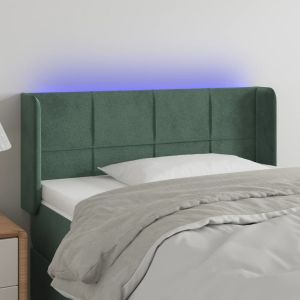 Cabeceira cama c/ luzes LED veludo 83x16x78/88 cm verde-escuro ptob7803