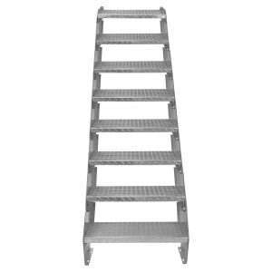 Escada galvanizada ajustável com 8 degraus de 600mm de largura