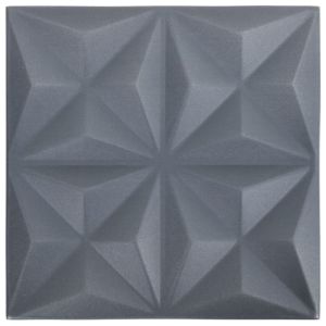 vidaXL paneles de pared 3d 12 unidades gris origami 3 m² 50x50 cm