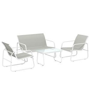 Móveis de jardim 112x73x74 cm aço, textilene color gris Outsunny