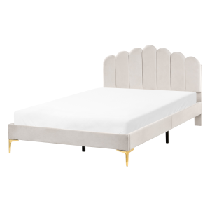 Cama veludo sauvian 140 x 200 cm branco creme