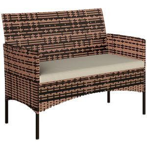Sofá em rattan 115x63x85 cm rattan pe, aço color marrón Outsunny