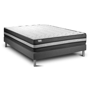 Conjunto de estrado gris + colchão vitalit vitalpower zen ( 200 x 200 cm -