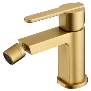 Torneira bidê de latão dourado com cartucho cerâmico e flexíveis completos