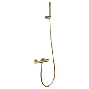 Set de duche termostático ouro escovado em latão e zama