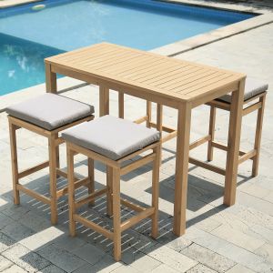 Aruba mesa de pé de 4 lugares em acácia - almofadas de areia
