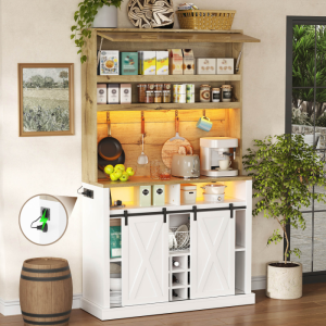 Armário alto de cozinha com luz LED natural e branco 191x110x40cm