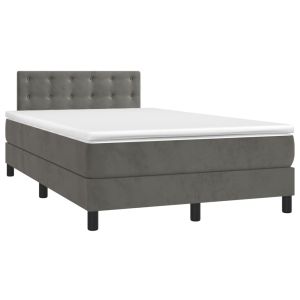 vidaXL cama box spring con colchón terciopelo gris oscuro 120x190 cm