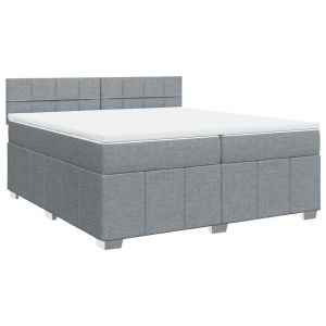 vidaXL cama box spring con colchón tela gris claro 200x200 cm