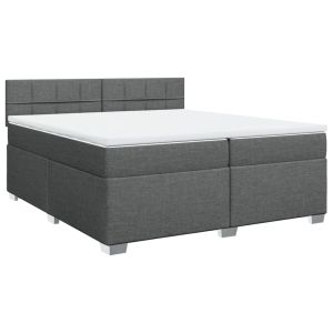 vidaXL cama box spring con colchón tela gris oscuro 200x200 cm