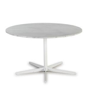 Mesa de jantar 125x125x75 em mármore branco, metal branco