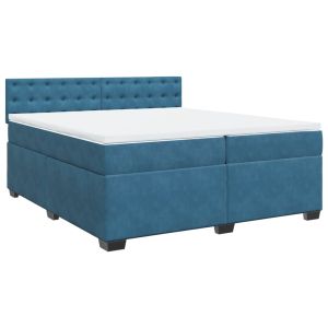 vidaXL cama box spring con colchón terciopelo azul 200x200 cm