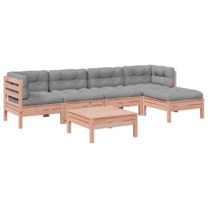 vidaXL set de sofás jardín 6 pzas con cojines madera abeto douglas
