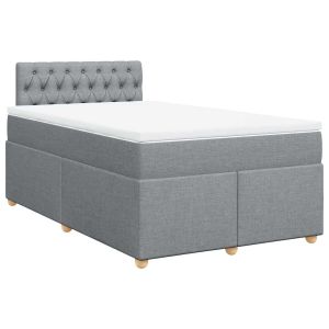 vidaXL cama box spring con colchón tela gris claro 120x190 cm