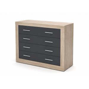 Cômoda kiara com 4 gavetas, carvalho e grafito 98x82cm