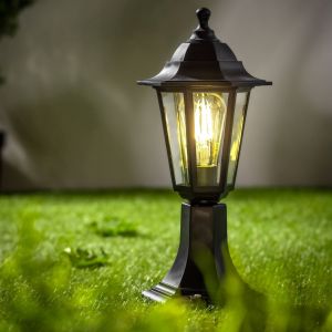 Cgc lighting lanterna de poste de amarração preta ao ar livre