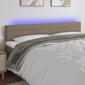 Cabeceira cama luzes LED tecido 160x5x78/88cm cinza-acastanhado ergft1164