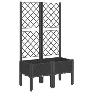 vidaXL jardinera con enrejado pp negro 80x40x142 cm