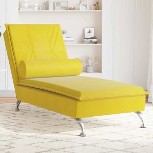 Chaise lounge de massagem com rolo veludo amarelo wf577265