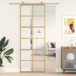 Porta deslizante 76x205 cm vidro esg/alumínio dourado ptxt8036