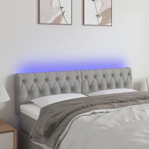 Cabeceira de cama c/ luzes LED tecido 144x7x78/88cm cinza-claro ptob7540