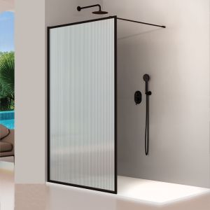 Painel fixo de box fresh wavy preto fosco - 89.5/90.5 cm