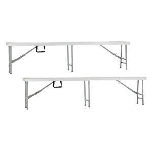 Pacote de 2 bancos dobráveis ​​para catering branco 180x30x43cm 7house