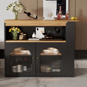 Mesa bar giratória com arrumação e luz LED preto 105x193x39cm