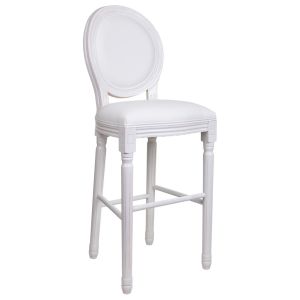Banqueta de madeira branca 52x46x116