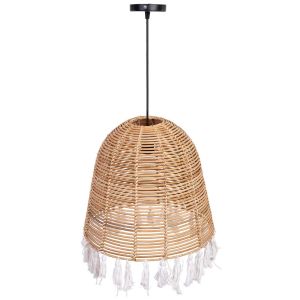 Lâmpada de teto de rattan e aLGodão marrom d40x40h cm