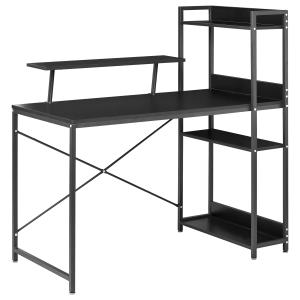 Secretária com painel de notas biloxy 120 cm 64 cm com prateleiras preto
