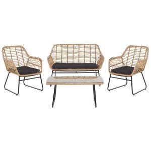 Conjunto de jardim com mesa 4 lugares minori rattan sintético creme