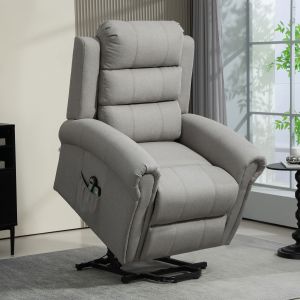 Poltrona relax elétrica reclinável com ajuda para levantar cinzento claro