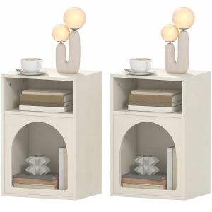 Conjunto de 2 mesas de cabeceira em mdf cor creme 40x30x60 cm