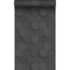 Origin papel de parede   motivo favo de mel 3d preto 53 cm x 10.05 m