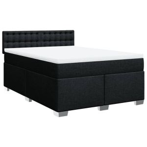 vidaXL cama box spring con colchón tela negro 140x190 cm