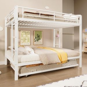 Beliche 140x200 cm metal com cama extra extensivel, barreiras, branco
