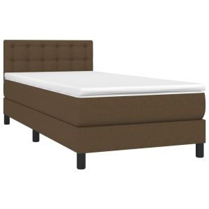 vidaXL cama box spring colchón y luces LED tela marrón oscuro 80x200cm
