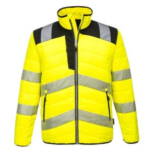 Jaqueta de trabalho de alta visibilidade portwest baffle - amarelo / preto