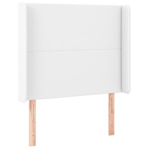 vidaXL cabecero con orejas de cuero sintético blanco 83x16x118/128 cm