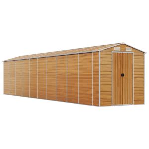 Abrigo de jardim 191x895x198 cm aço galvanizado castanho-claro