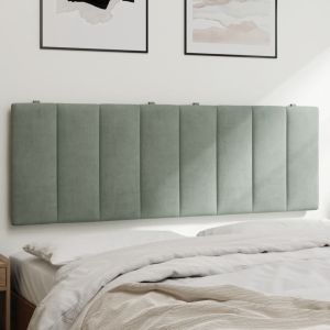 Almofadão de cabeceira 140 cm veludo cinzento-claro ptob8914