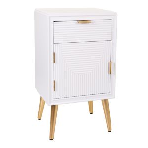 Mesa de cabeceira de madeira branca 39,5x36x70,5