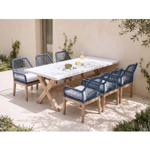 Conjunto de refeição de jardim 6 lugares olbia azul marinho