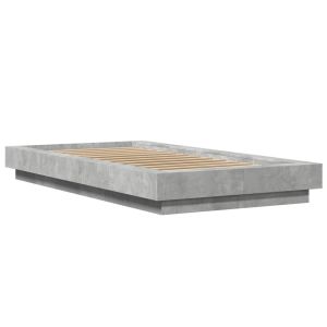 vidaXL estructura de cama con luces LED madera gris hormigón 90x200 cm
