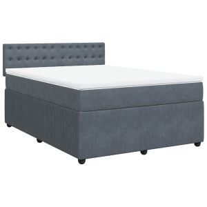 vidaXL cama box spring con colchón terciopelo gris oscuro 140x190 cm
