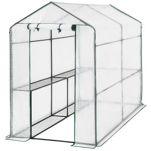 Tectake estufacobertura,4 prateleiras,malha arame,186x120x190,branco